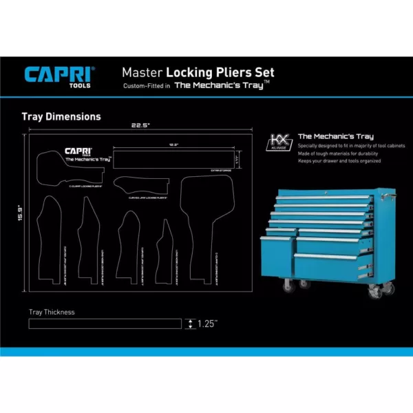 Capri Tools Klinge Locking Pliers Set with The Mechanic's Tray (7-Piece)