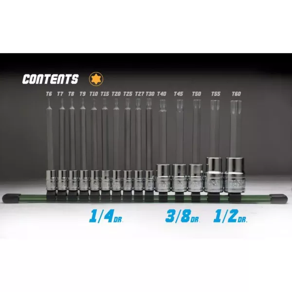 Capri Tools Long Star Bit Socket Set (15-Piece)