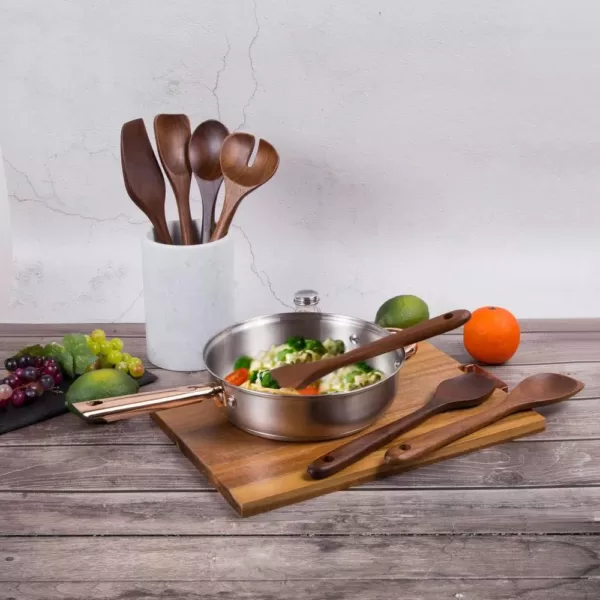 Creative Home Acacia Wood with Carbonized Kitchen Utensil Set Set of 7-Pieces