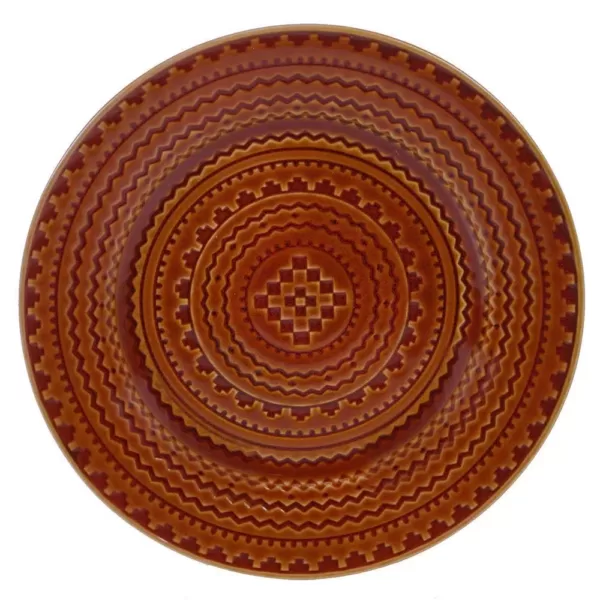 Certified International 12.75 in. Multi-Colored Stoneware Aztec Rust Round Platter