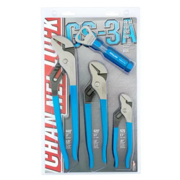 Channellock 12 in., 9-1/2 in. and 6-1/2 in. Tongue and Groove Plier Set (3-Piece)