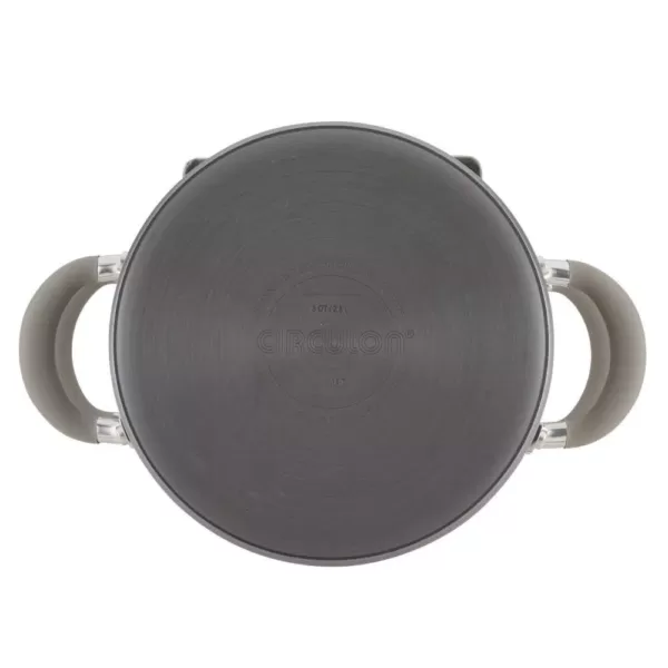 Circulon 3 Qt. Oyster Gray Elementum Hard-Anodized Nonstick Covered Multipot with Steamer Insert