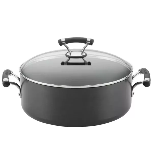 Circulon Contempo 7.5 qt. Hard-Anodized Aluminum Nonstick Stock Pot in Black with Glass Lid