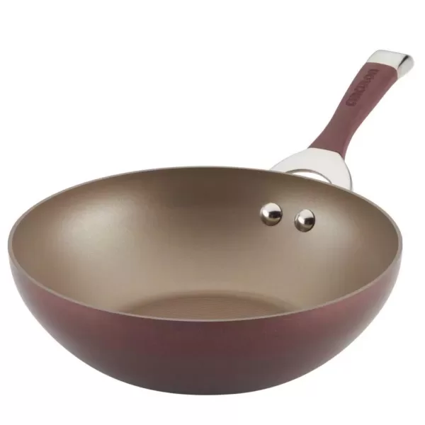 Circulon Symmetry Hard-Anodized Nonstick Covered Stir Fry, 9.5-Inch, Merlot