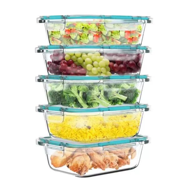 Classic Cuisine 10-Piece Glass Food Storage Containers with Snap Shut Lids