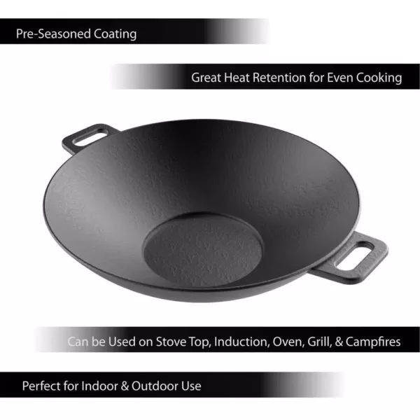 Classic Cuisine Cast Iron Wok with Handles