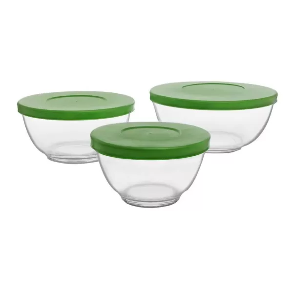 Libbey Baker's Basics Clear Glass Mixing Bowl with Lid (Set of 3)