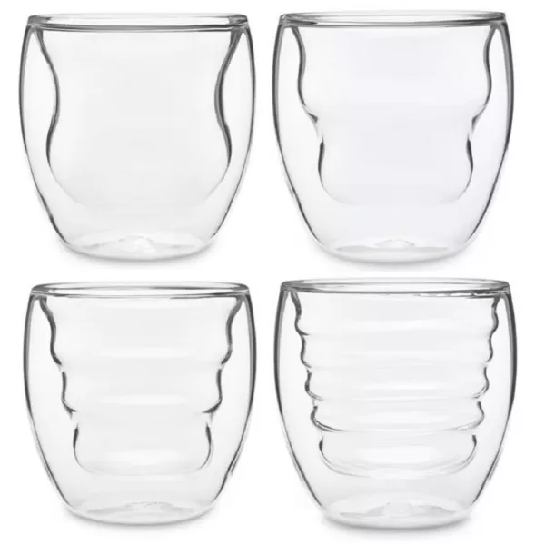 Ozeri Curva Artisan Series 8 oz. Double Wall Beverage Glasses and Tumblers (Set of 4)