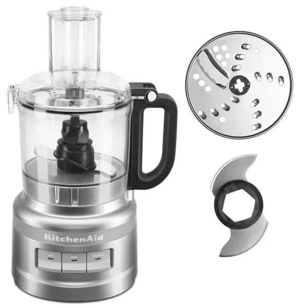 KitchenAid 7-Cup 3-Speed Contour Silver Food Processor with Locking Lid