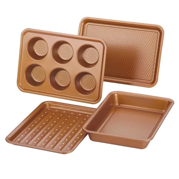 Ayesha Curry Ayesha Bakeware Toaster Oven Baking Set, Copper, 4-Piece