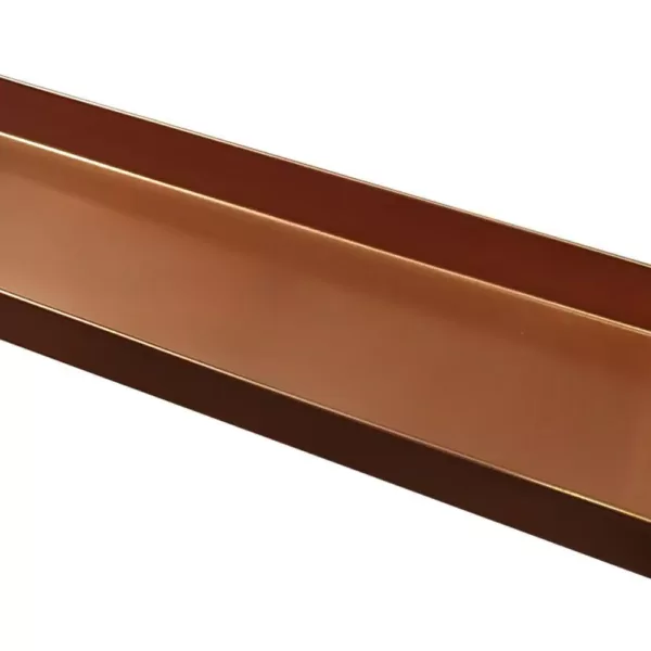 Benjara 29 in. Copper Large Rectangular Metal Window Decorative Plant Tray with Trim Edges