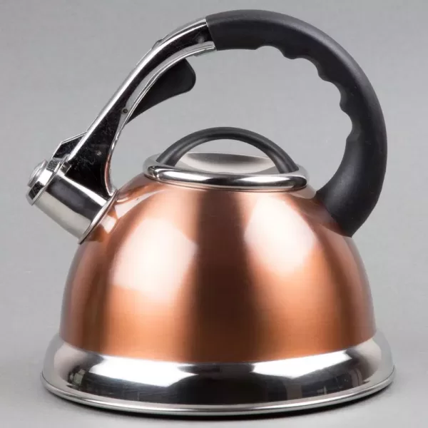 Creative Home Camille 3.0 Qt. Stainless Steel Whistling Tea Kettle with Aluminum Capsulated Bottom in Metallic Copper