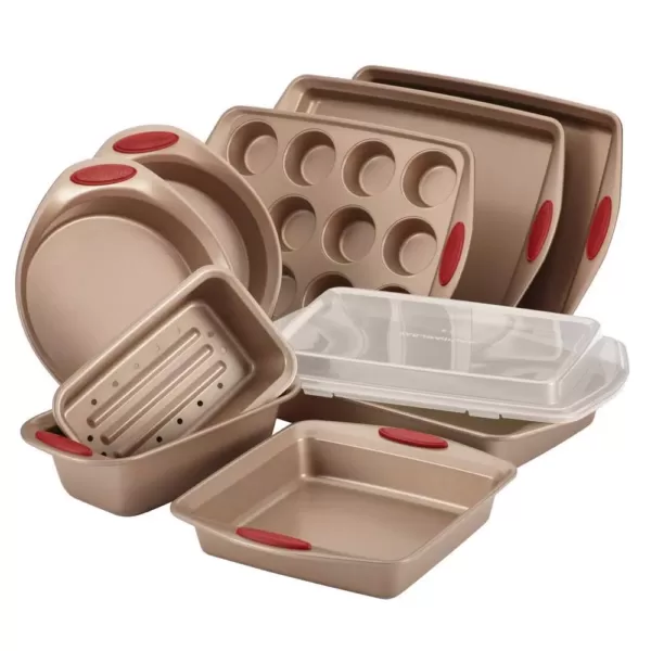 Rachael Ray Cucina 10-Piece Latte and Cranberry Bakeware Set