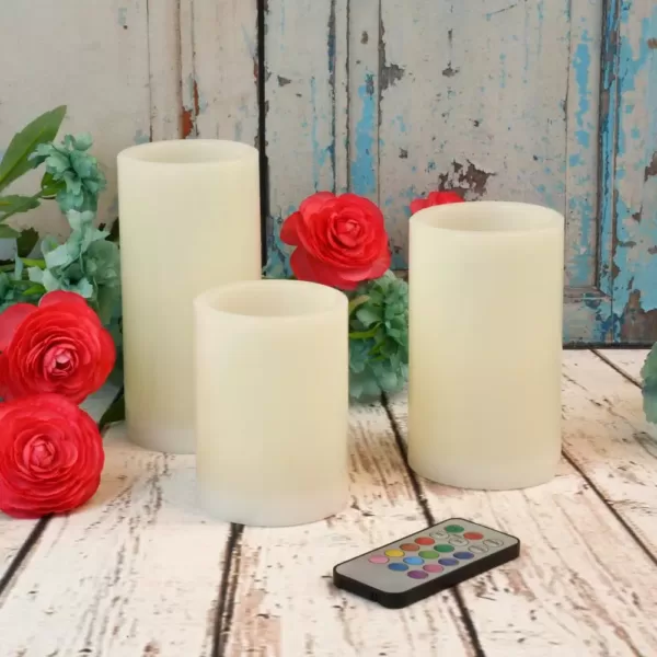 LUMABASE Round Flameless Candle Set (Set of 3)