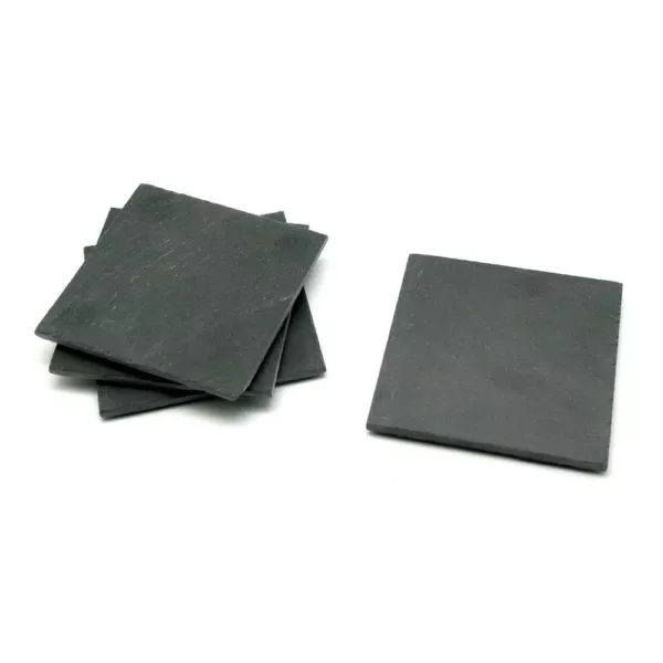 Creative Home Natural Dark Gray Slate Coaster 4 in. x 4 in. (Set of 4)