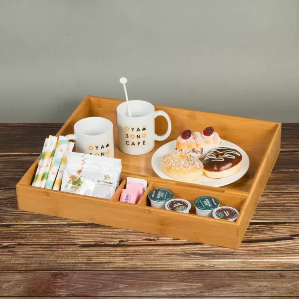 Creative Home Natural Bamboo Multipurpose Organizer Coffee Machine Accessories Storage Tray Serving Tray