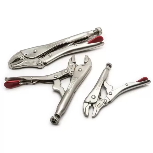 Crescent Curved Jaw Locking Pliers Set (3-Piece Per Pack)