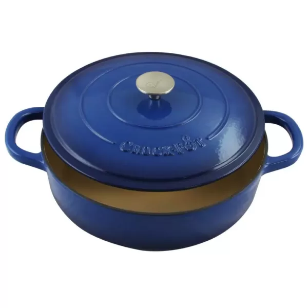 Crock-Pot Artisan 5 Qt. Enameled Cast Iron Round Braiser Pan with Self Basting Lid