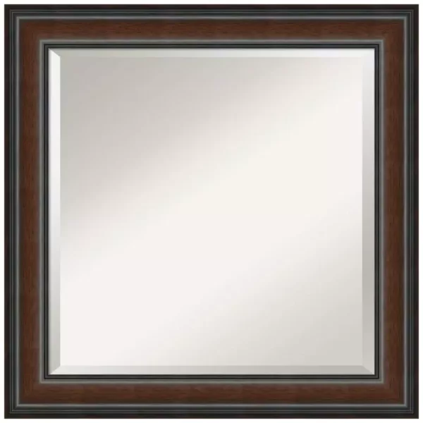 Amanti Art Cyprus Walnut 24.88 in. x 24.88 in. Bathroom Vanity Wall Mirror