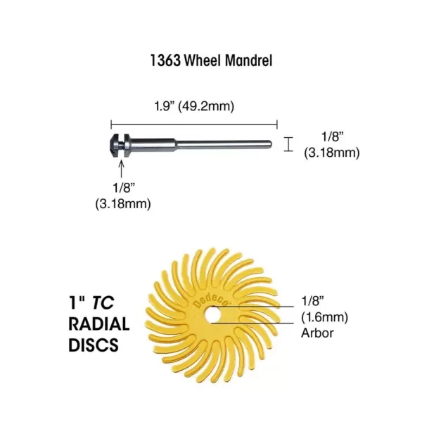 Dedeco Sunburst 5/8 in. Radial Discs - 1/16 in. Standard 220-Grit Arbor Rotary Cleaning and Polishing Tool (12-Pack)