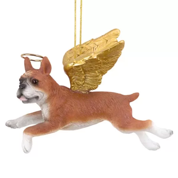 Design Toscano 3 in. Honor the Pooch Boxer Holiday Dog Angel Ornament