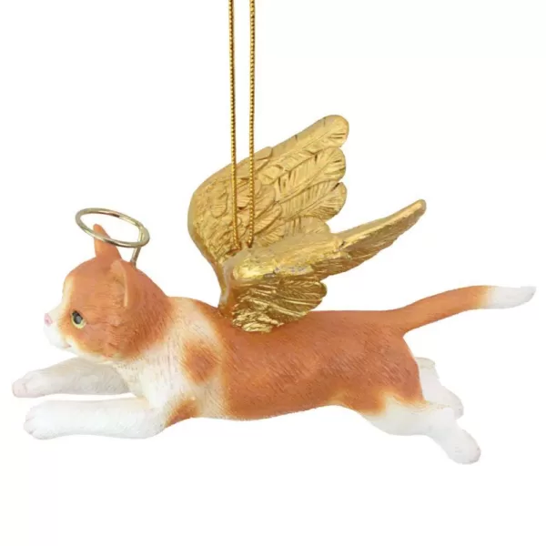 Design Toscano 2.5 in. Honor the Feline Orange Tabby Holiday Cat Angel Ornament