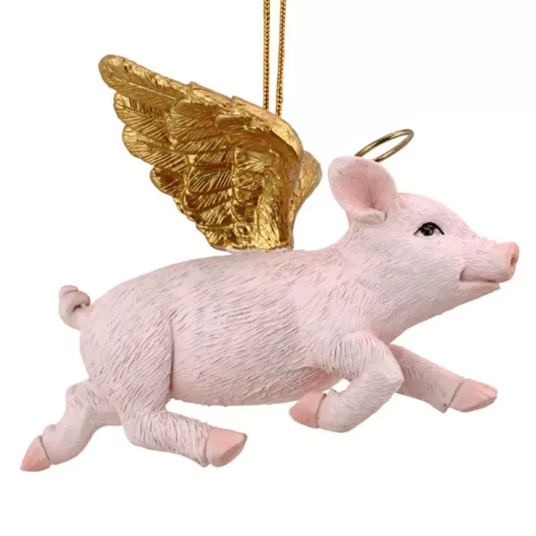 Design Toscano 3 in. Hog Heaven Flying Pig Angel Holiday Ornament