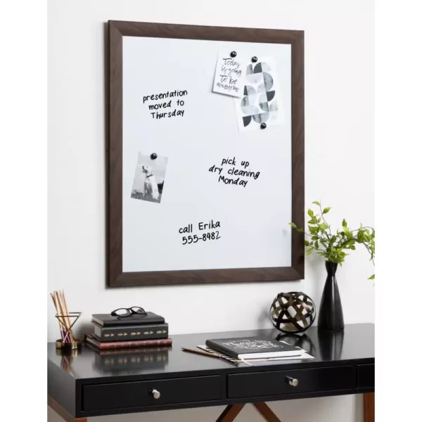 DesignOvation Beatrice Walnut Brown Rectangle Dry Erase Board Memo Board