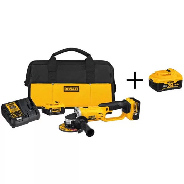 DEWALT 20-Volt MAX Cordless 4-1/2 in. to 5 in. Grinder, (2) 20-Volt 5.0Ah Batteries, (1) 20-Volt 6.0Ah Battery & Charger