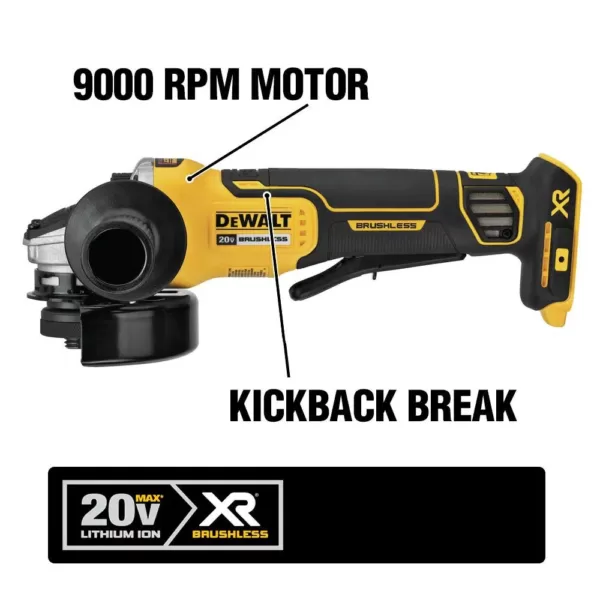 DEWALT 20-Volt MAX XR Cordless Brushless 4-1/2 in. Paddle Switch Small Angle Grinder with (1) 20-Volt 5.0Ah Battery