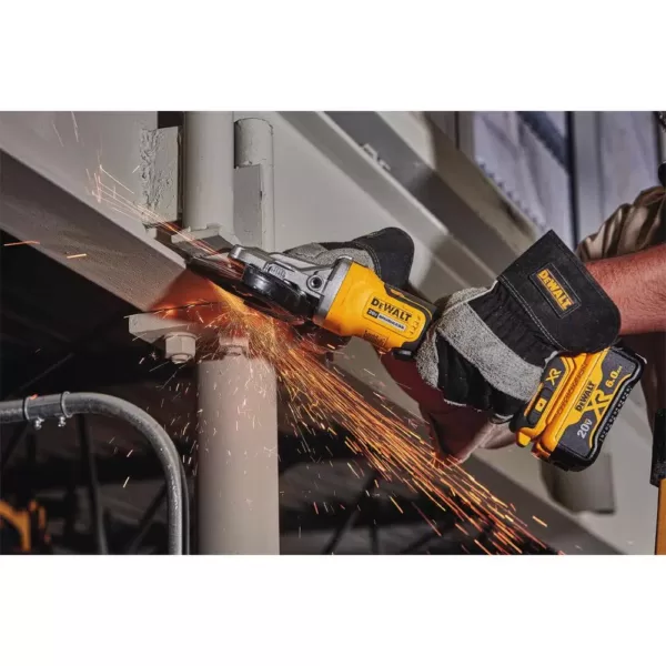 DEWALT 20-Volt MAX XR Cordless Brushless 5 in. Flathead Paddle Switch Small Angle Grinder with (2) 20-Volt 6.0Ah Batteries