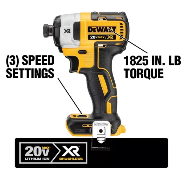 DEWALT 20-Volt MAX XR Cordless Brushless 4-1/2 in. Small Angle Grinder, (2) 20-Volt 6.0Ah Batteries & 1/4 in. Impact Driver