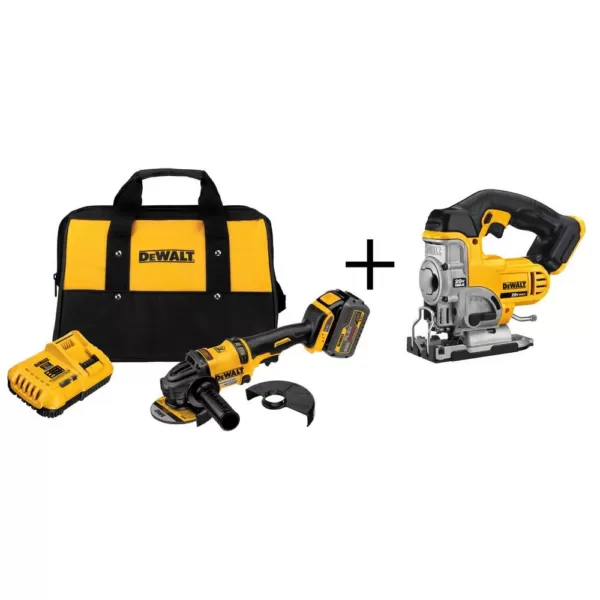 DEWALT FLEXVOLT 60-Volt MAX Cordless Brushless 4-1/2 in. Angle Grinder, (1) FLEXVOLT 6.0Ah Battery & Jigsaw