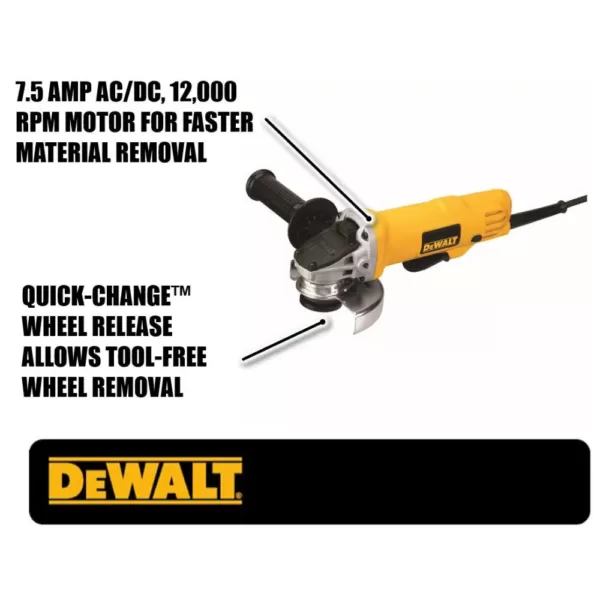 DEWALT 7.5 Amp 4.5 in. Corded 12,000 RPM Paddle Switch Small Angle Grinder