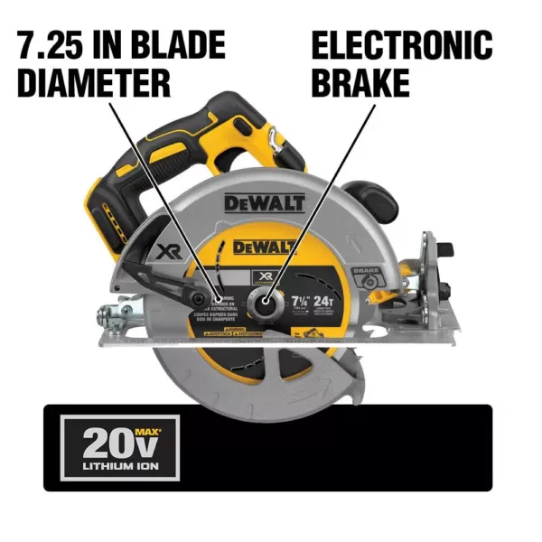 DEWALT 20-Volt MAX XR Cordless Brushless 7-1/4 in. Circular Saw with (1) 20-Volt Battery 5.0Ah & Charger