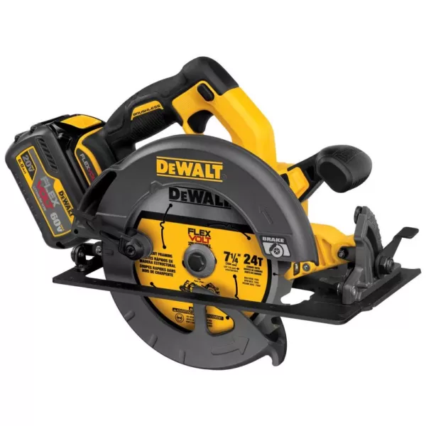 DEWALT FLEXVOLT 60-Volt MAX Cordless Brushless 7-1/4 in. Circular Saw, (1) FLEXVOLT 6.0Ah Battery, Recip Saw &  Circ Blade Set