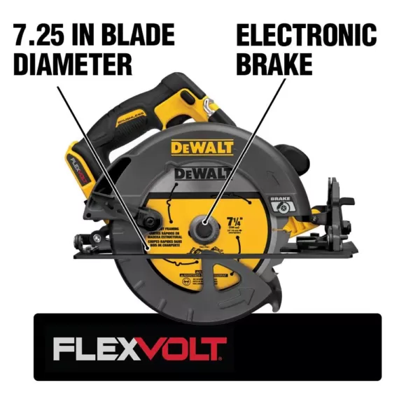 DEWALT FLEXVOLT 60-Volt MAX Cordless Brushless 7-1/4 in. Circular Saw, (1) FLEXVOLT 6.0Ah Battery, Recip Saw &  Circ Blade Set