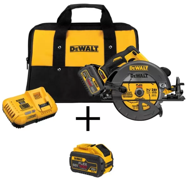 DEWALT FLEXVOLT 60-Volt MAX Cordless Brushless 7-1/4 in. Circular Saw, (1) FLEXVOLT 6.0Ah & (1) FLEXVOLT 9.0Ah Battery