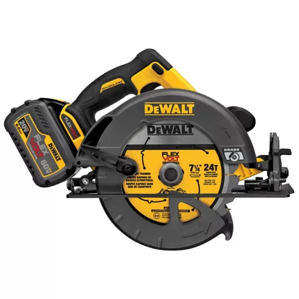 DEWALT FLEXVOLT 60-Volt MAX Cordless Brushless 7-1/4 in. Circular Saw, (1) FLEXVOLT 6.0Ah Battery & 1/2 in. Impact Wrench