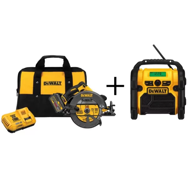 DEWALT FLEXVOLT 60-Volt MAX Cordless Brushless 7-1/4 in. Circular Saw, (1) FLEXVOLT 6.0Ah Battery & Worksite Radio