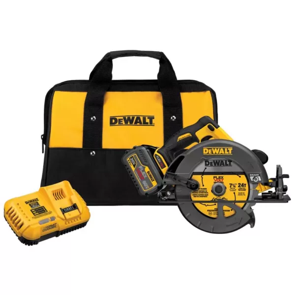 DEWALT FLEXVOLT 60-Volt MAX Cordless Brushless 7-1/4 in. Circular Saw, (1) FLEXVOLT 6.0Ah Battery & Worksite Radio