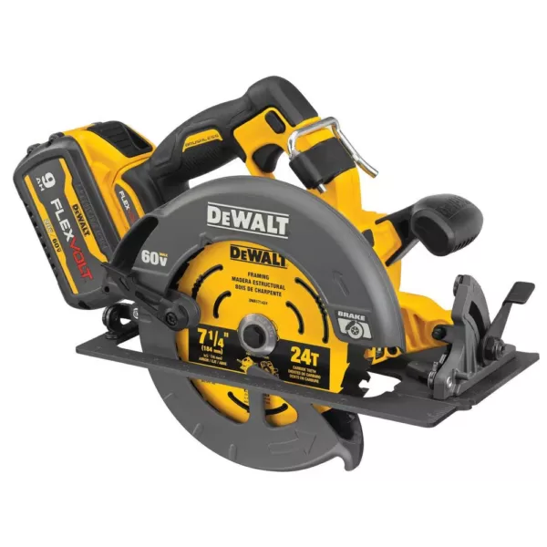 DEWALT FLEXVOLT 60-Volt MAX Cordless Brushless 7-1/4 in. Circular Saw with Brake with (2) FLEXVOLT 9.0Ah Batteries