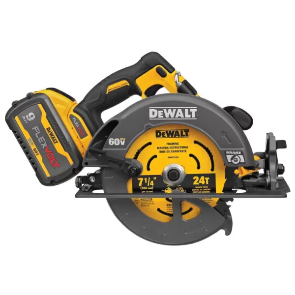 DEWALT FLEXVOLT 60-Volt MAX Cordless Brushless 7-1/4 in. Circular Saw with Brake, (2) FLEXVOLT 9.0Ah Batteries & Grinder