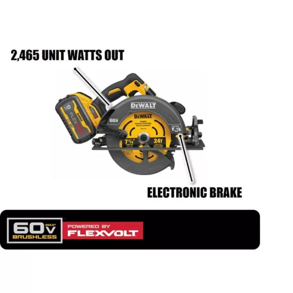 DEWALT FLEXVOLT 60-Volt MAX Cordless Brushless 7-1/4 in. Circular Saw with Brake, (2) FLEXVOLT 9.0Ah Batteries & Recip Saw