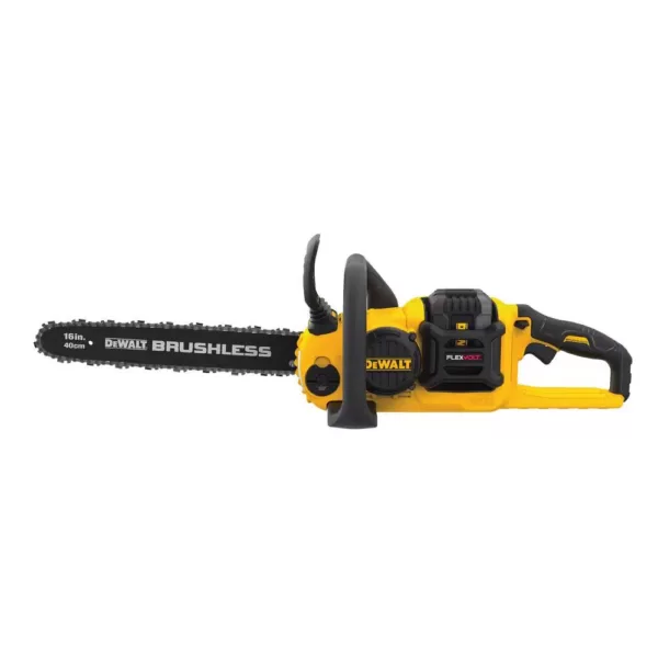 DEWALT 129 MPH 423 CFM 60V MAX Cordless FLEXVOLT Handheld Leaf Blower, (2) 3.0Ah Batteries & Charger w/ Bonus 16 in. Chain Saw