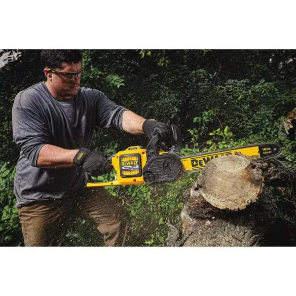 DEWALT 129 MPH 423 CFM 60V MAX Cordless FLEXVOLT Handheld Leaf Blower, (2) 3.0Ah Batteries & Charger w/ Bonus 16 in. Chain Saw