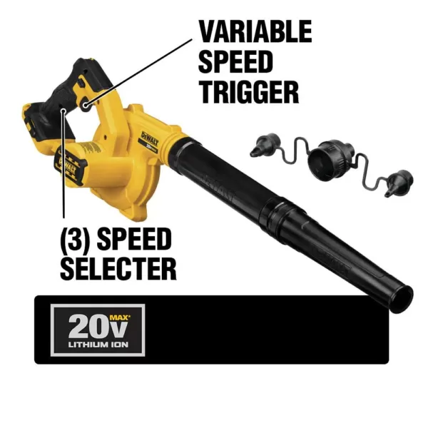 DEWALT 20-Volt MAX Cordless Compact Jobsite Blower 135 MPH 100 CFM with (1) 20-Volt 4.0Ah Battery