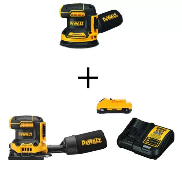 DEWALT 20-Volt MAX XR Cordless Brushless 1/4 Sheet Sander with 5 in. Random Orbital Sander, (1) 20-Volt Battery 3.0Ah & Charger