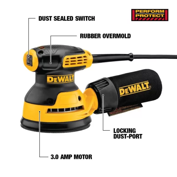 DEWALT 3 Amp Corded 5 in. Random Orbital Hook and Loop Sander