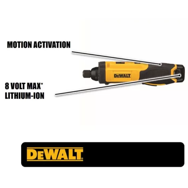 DEWALT 8-Volt MAX Cordless 1/4 in. Hex Gyroscopic Screwdriver, (1) 1.0Ah Battery, Charger & Bag